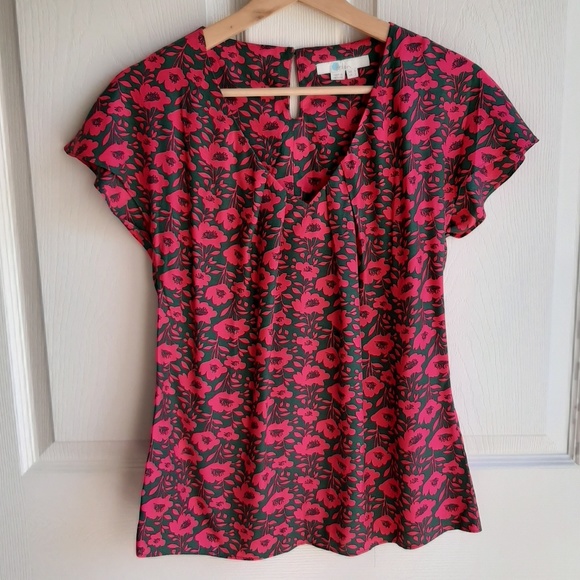 Boden Tops - Boden Pink Floral V Neck Ravello Blouse Size 2